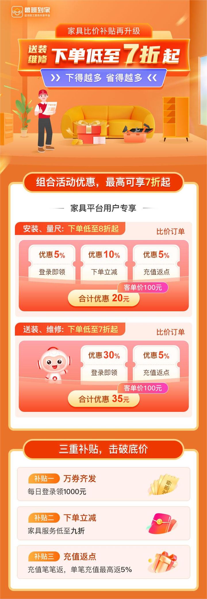比价下单更省钱！鲁班到家“家具安装特惠季”芒果体育app下载家具安装低至8折起(图3)